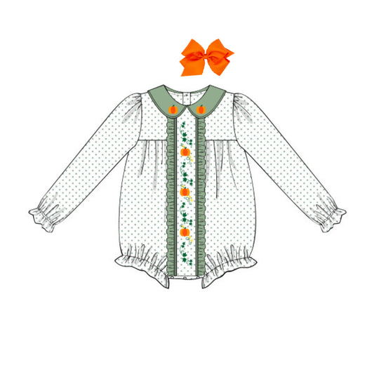 GIRLS GREEN BITTY DOT PUMPKIN VINE BUBBLE