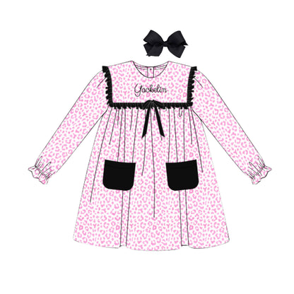 PINK CHEETAH BIB DRESS