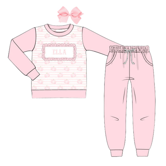 PINK PUMPKINS KNIT NAME SMOCK JOGGER SET
