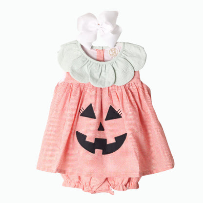 GIRLS GINGHAM JACK-O-LANTERN SKIRTED BUBBLE