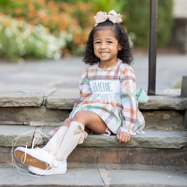 GIRLS FALL PLAID THANKFUL SMOCKED DIAPER SET