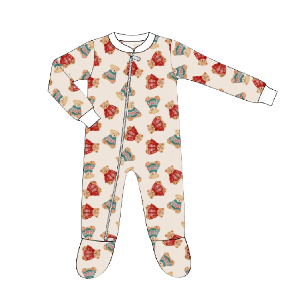 BOYS CHRISTMAS TEDDIES FOOTIE LOUNGEWEAR