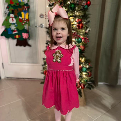 PINK CORD GINGERBREAD SCALLOPED DRESS & SHIRT