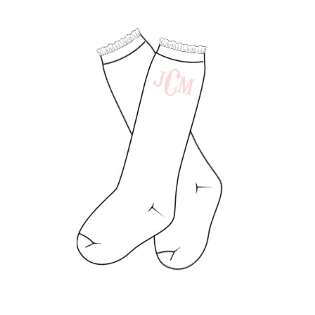 PINK MONOGRAM KNEE SOCKS