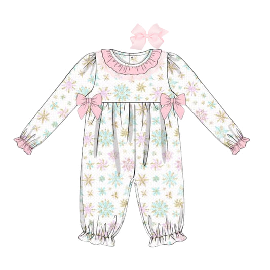 GIRLS SNOWFLAKES & LACE ROMPER