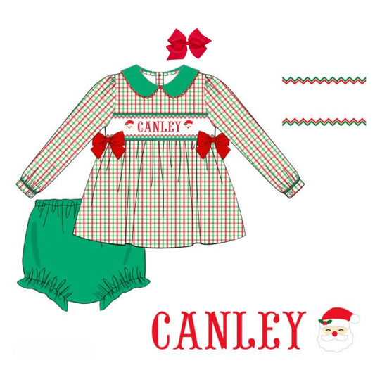 GIRLS ST NICK NAME SMOCKED DIAPER SET