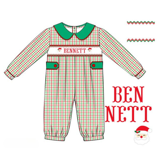 BOYS ST NICK NAME SMOCKED ROMPER