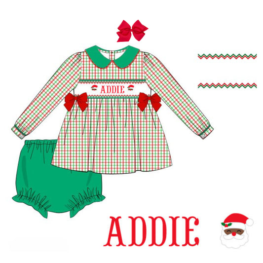 GIRLS BROWN ST NICK NAME SMOCKED DIAPER SET