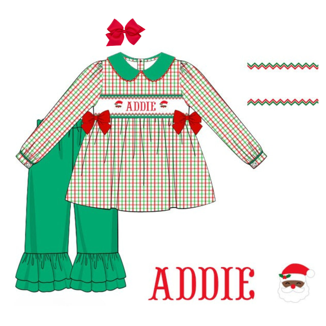 GIRLS BROWN ST NICK NAME SMOCKED PANT SET