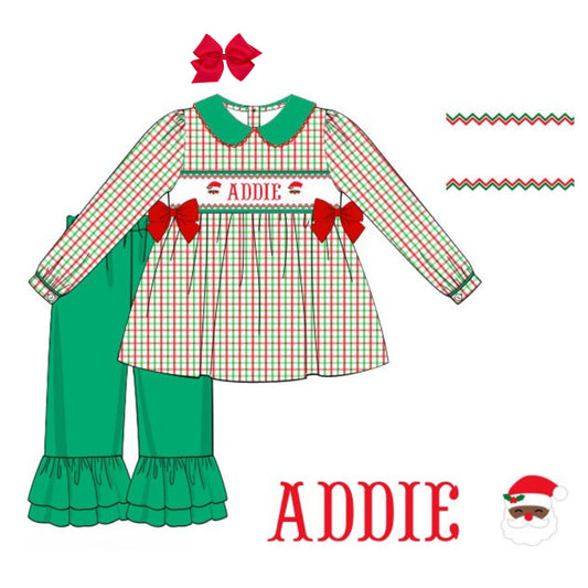 GIRLS BROWN ST NICK NAME SMOCKED PANT SET
