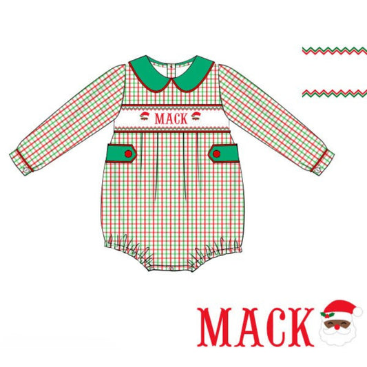 BOYS BROWN ST NICK NAME SMOCKED BUBBLE