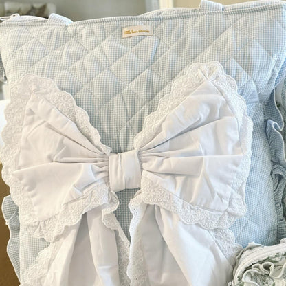 Blue Gingham Bow Tote