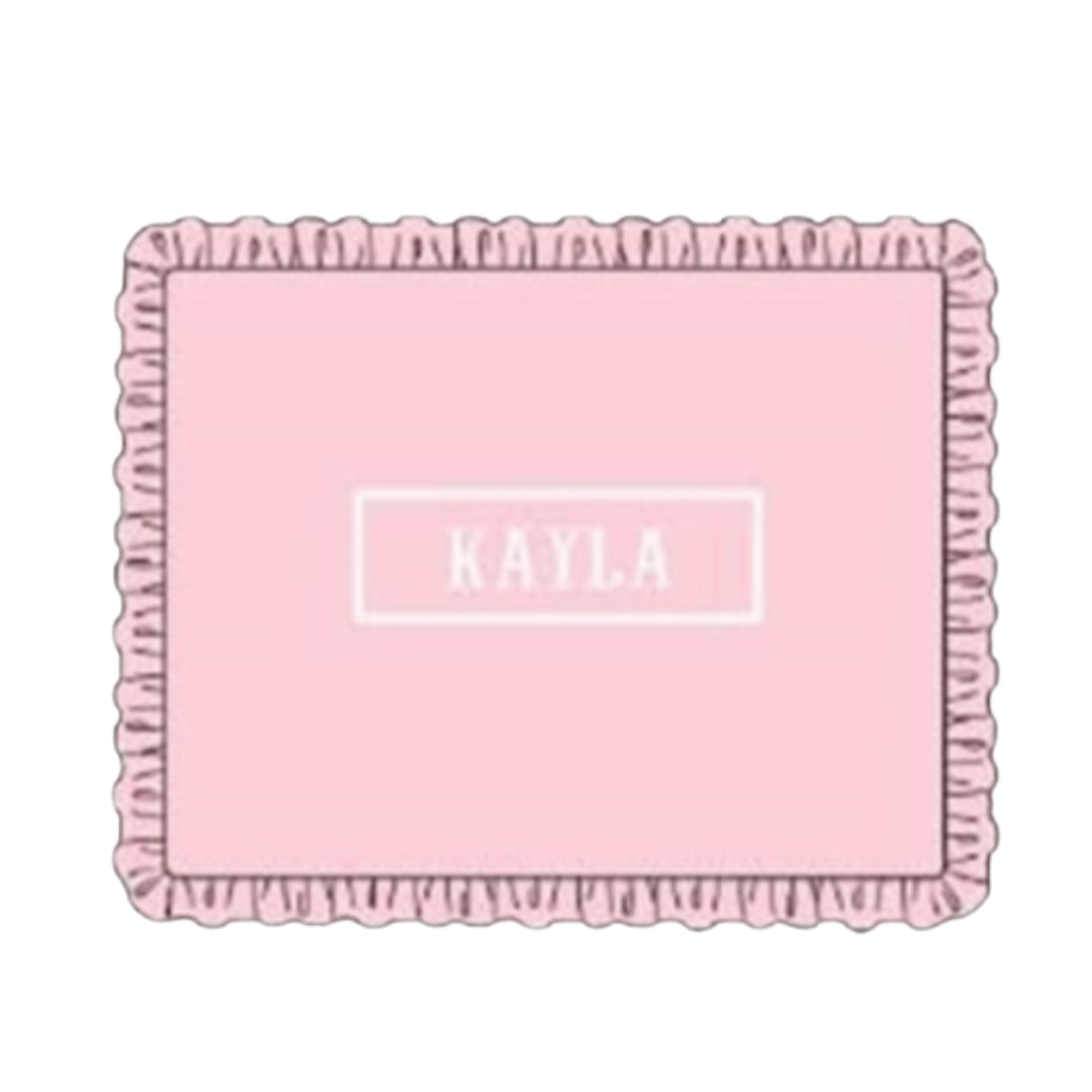 Pink with White Ruffled Name Smocked Infant Pillow Case