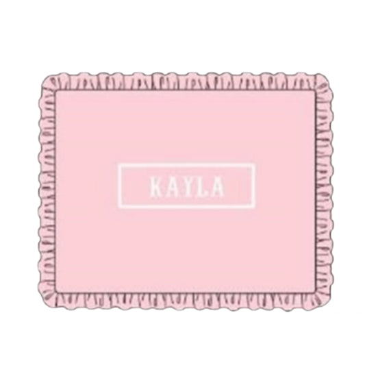 Pink with White Ruffled Name Smocked Infant Pillow Case