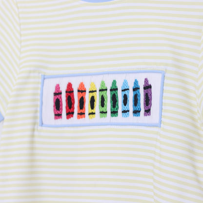 BOYS SMOCKED CRAYONS ROMPER