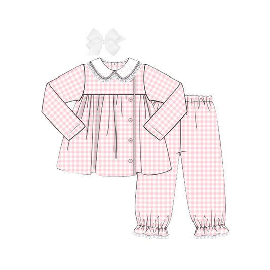 PINK GINGHAM BUBBLE PANT SET