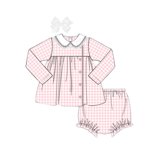 PINK GINGHAM DIAPER SET
