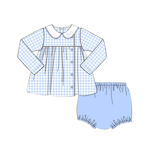 BLUE GINGHAM DIAPER SET