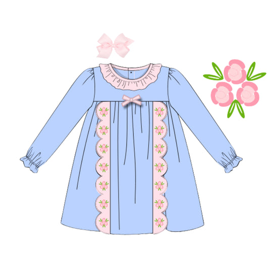 BULLION FLORAL SCALLOPED DRESS