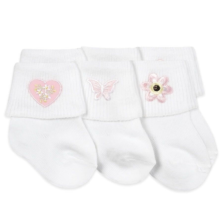 JEFFERIES BABY GIRL APPLIQUE TURN CUFF SOCKS 3 PACK