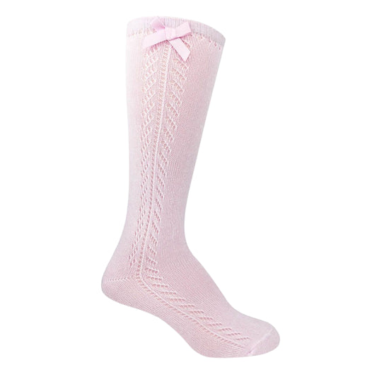 JEFFERIES POINTELLE BOW KNEE HIGH SOCKS