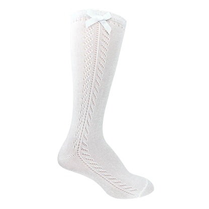 JEFFERIES POINTELLE BOW KNEE HIGH SOCKS