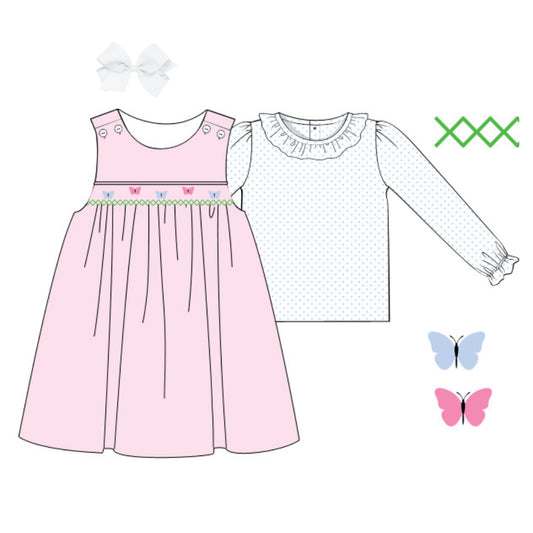 SMOCKED BUTTERFLIES DRESS & TOP