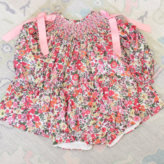 FALL FLORAL SMOCKED DIAPER SET