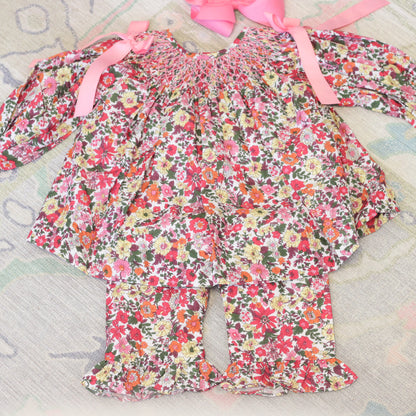 FALL FLORAL SMOCKED PANT SET