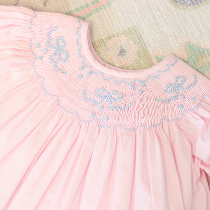 PINK & BLUE SMOCKED BOWS DIAPER SET