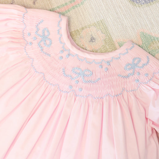 PINK & BLUE SMOCKED BOWS PANT SET