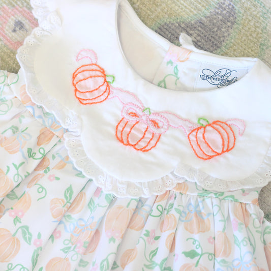 SHADOW EMBROIDERY PUMPKIN BOWS DIAPER SET