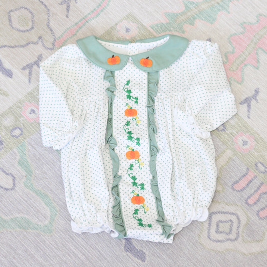 GIRLS GREEN BITTY DOT PUMPKIN VINE BUBBLE
