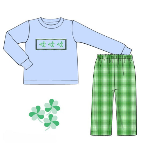BOYS SMOCKED CLOVERS PANT SET