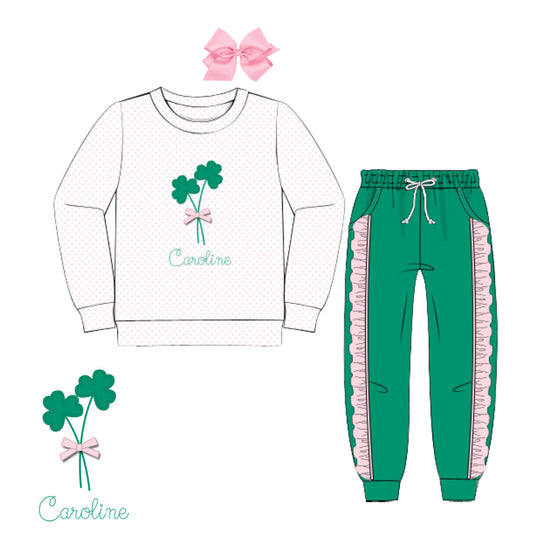 SHAMROCK BOWS BITTY DOT JOGGER SET