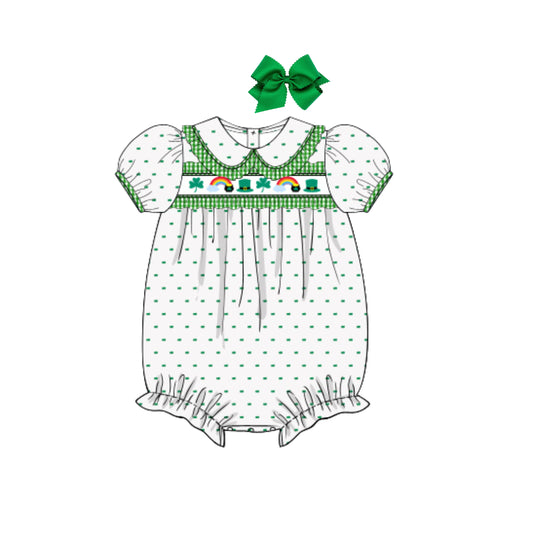 GIRLS ST. PATRICKS DAY RIBBON SWISS DOT BUBBLE