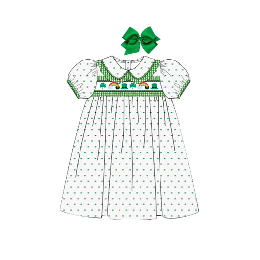 ST. PATRICKS DAY RIBBON SWISS DOT DRESS