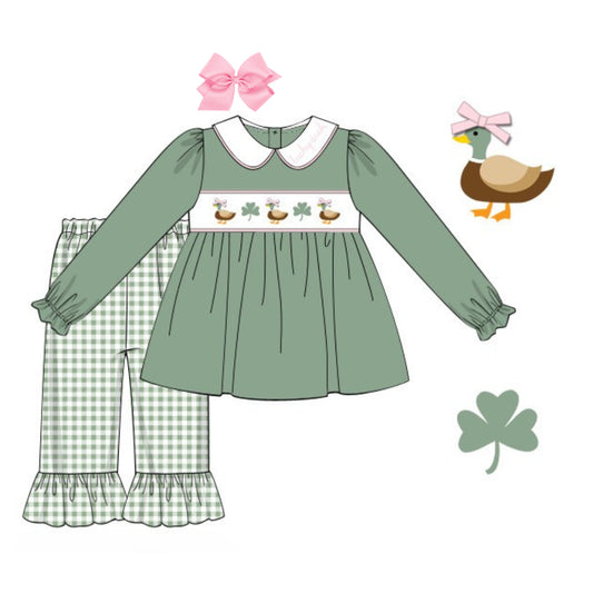 GIRLS SMOCKED LUCKY DUCK PANT SET