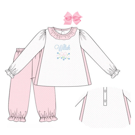 BITTY DOT & BOWS PANT SET