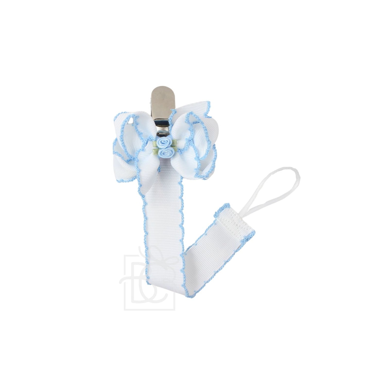 BEYOND CREATIONS ROSETTE BOW PACIFIER CLIP