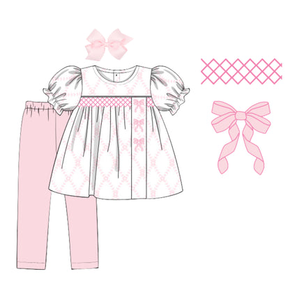 EMBROIDERED BOW TRELLIS LEGGING SET