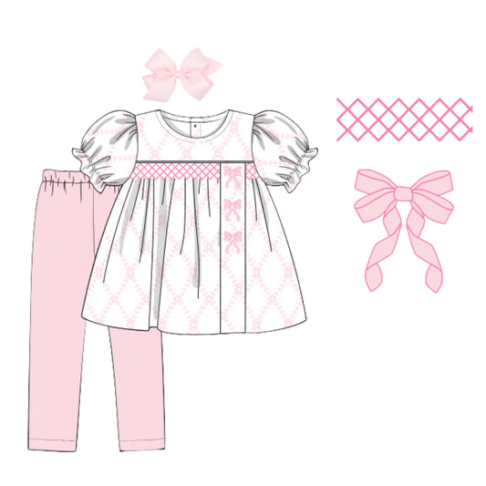 EMBROIDERED BOW TRELLIS LEGGING SET