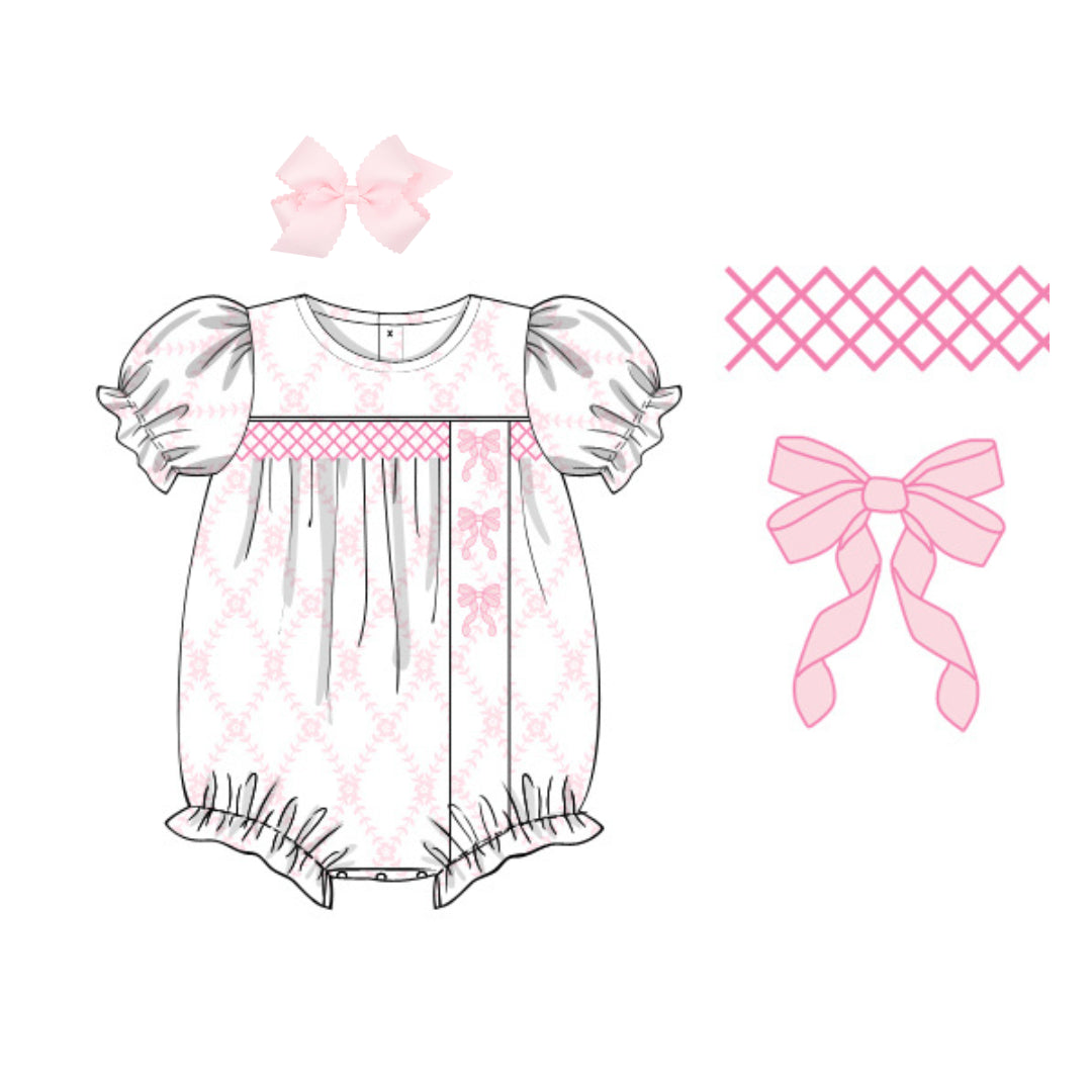 EMBROIDERED BOW TRELLIS BUBBLE