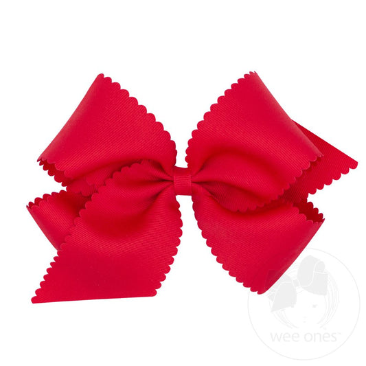 WEE ONES GROSGRAIN BOW WITH SCALLOP EDGES
