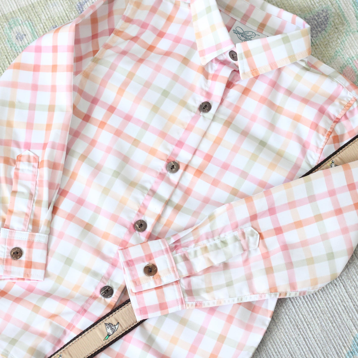 BOYS GIVE THANKS PLAID BUTTON UP