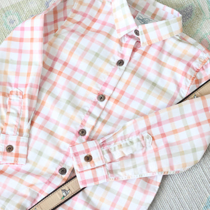 BOYS GIVE THANKS PLAID BUTTON UP