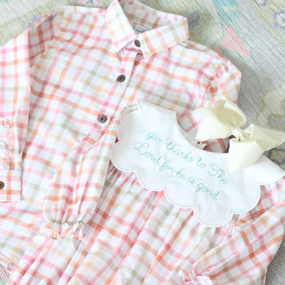 BOYS GIVE THANKS PLAID BUTTON UP