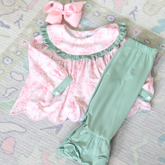 BLOOMING BOWS RUFFLE PANT SET
