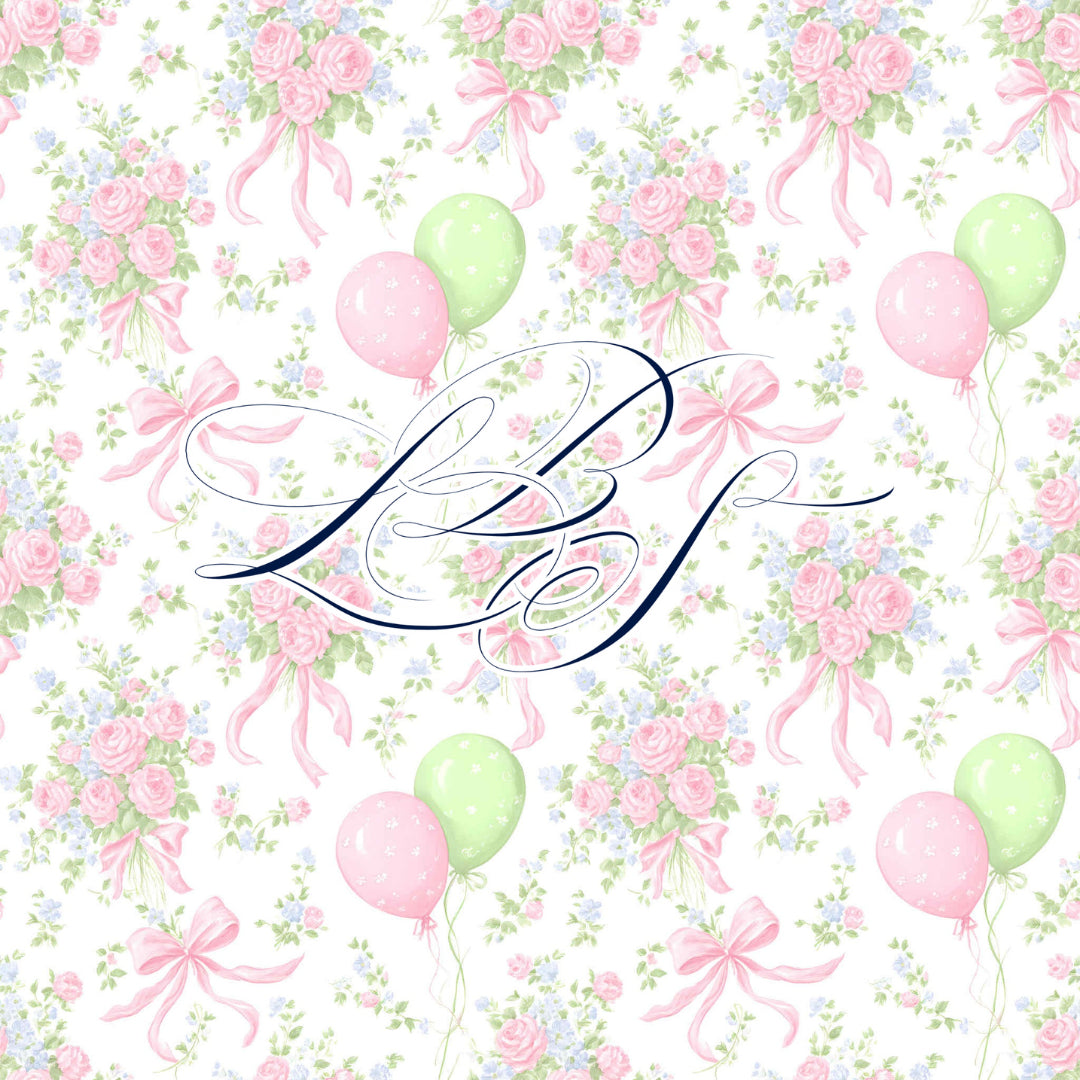 Pink & Green Birthday Balloons Bubble