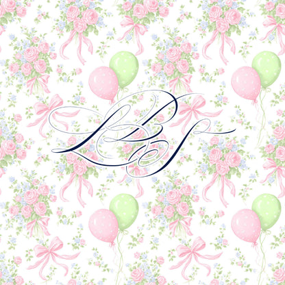Pink & Green Birthday Balloons Bubble